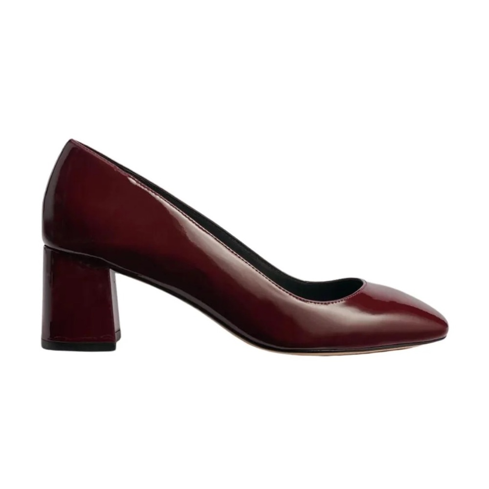 Elegant Burgundy Block Heel Pumps